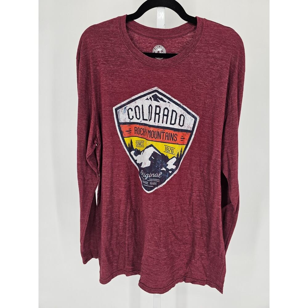 The Duck Company Mens Sz 2XL Long Sleeve T Shirt Colorado Rocky Mountains Red